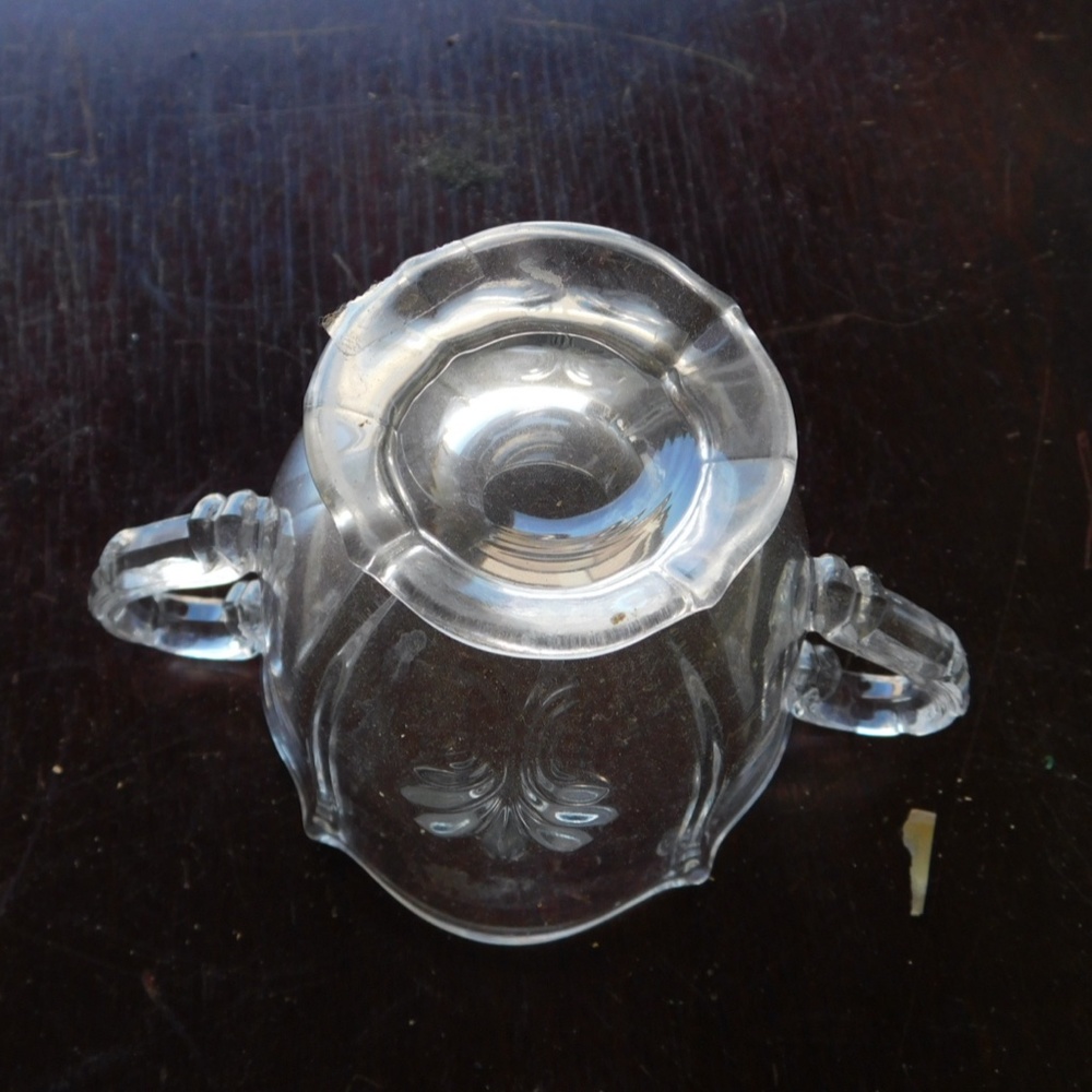 Cut Glass Double Handles Sugar Dish - Picture 3 of 3